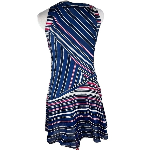 Le Lis Blanc mini dress sleeveless asymmetrical stripe linen lined size 40 - Picture 6 of 14